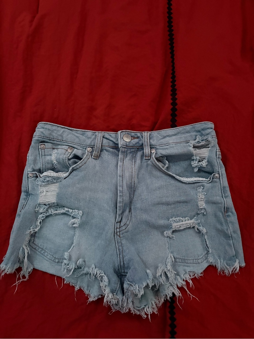 Almost Famous Light Blue Distressed Denim Shorts - Women